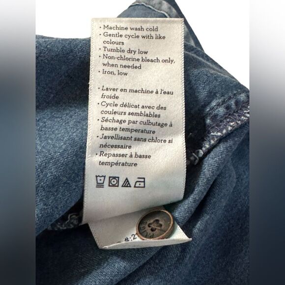 Paige Audrey Colorblock denim look chambray comfy shirt Small Button up EUC - Picture 4 of 7